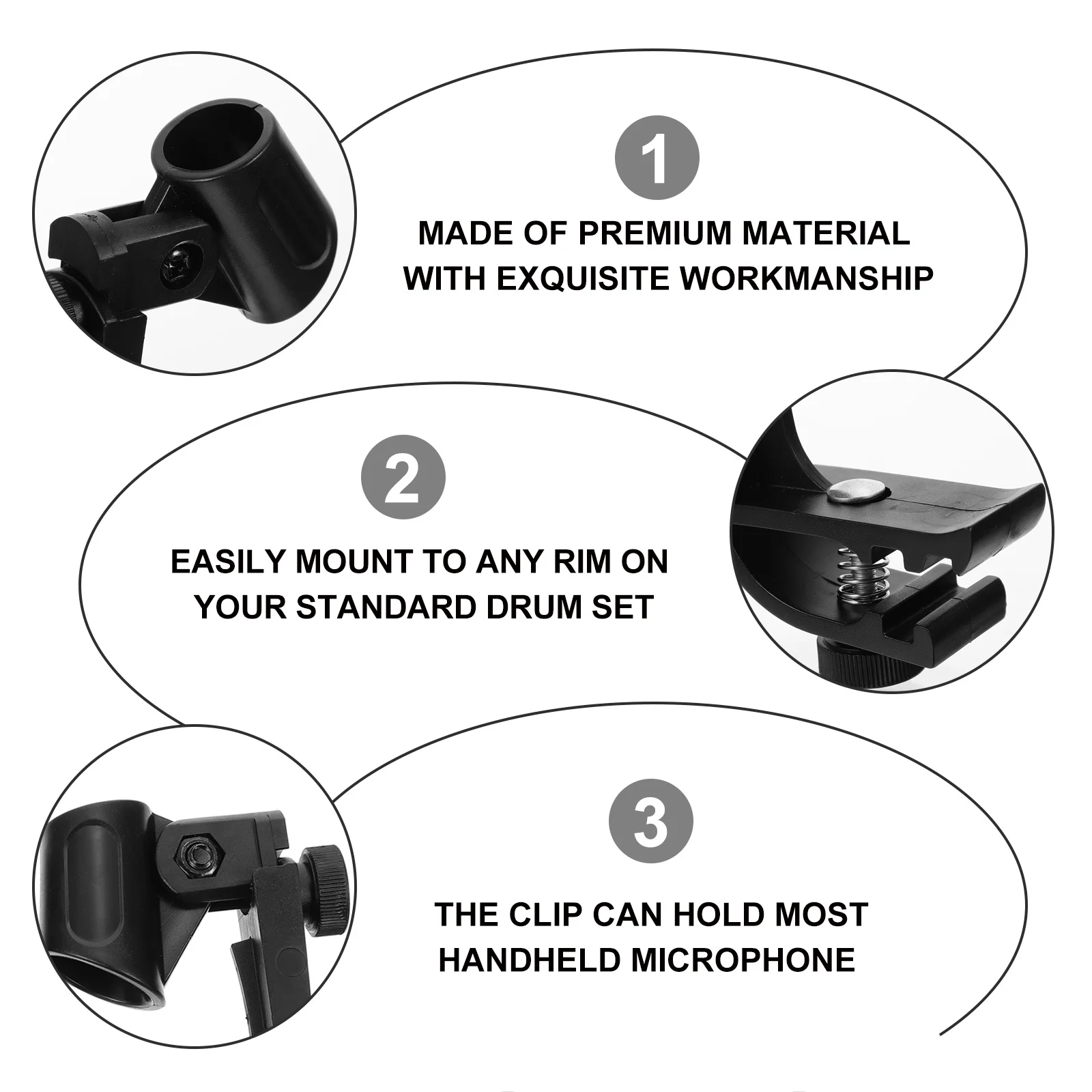 

2Pcs Drum Mic Clips Adjustable Shockproof Holder Clip Mountable Rim Clamp for Recording Percussion Instruments