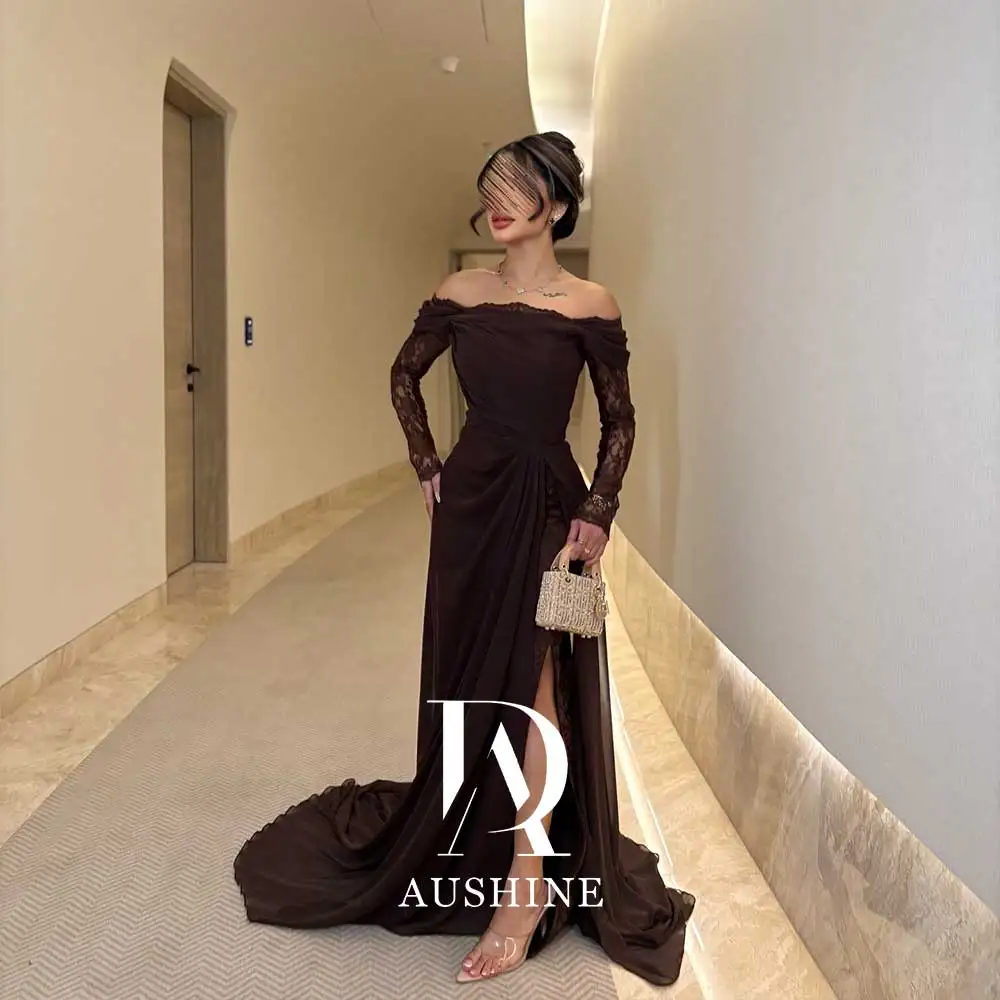 Aushine Customized Birthday Evening Dress Floor  Length Full Sleeves Summer Elegant Wedding Party Gowns For Women Arab 2024