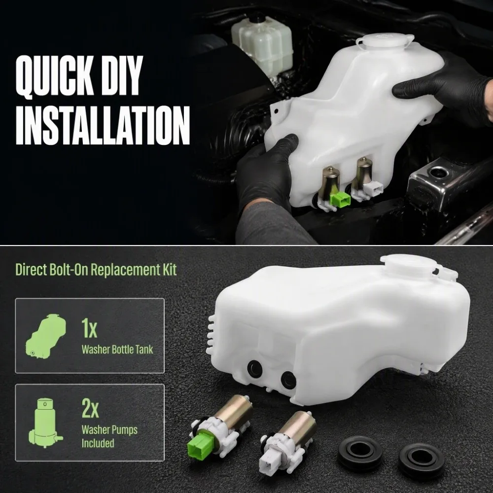 Plastic Windshield Washer Pump White Windshield Wiper Washer Bottle Washer Pump Tank Kit for Patrol GQ / Maverick 1988-1997
