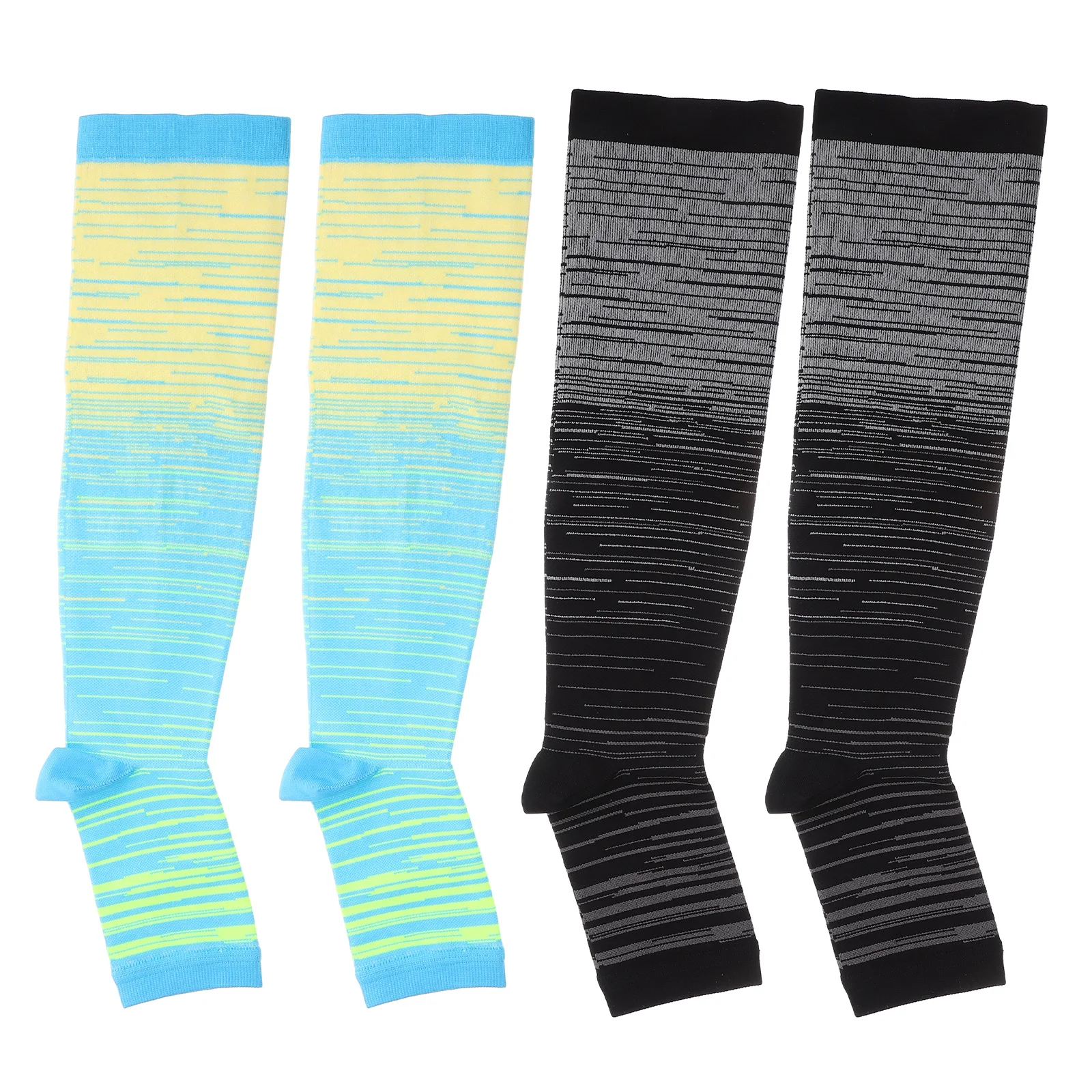 

2Pairs Women Size Compression Socks Open Toes Knee High Supports Sweat-Wicking Legwear for Yoga Running Pilates