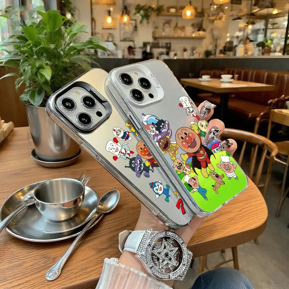 

Phone Case For iPhone 11 12 13 14 15 16 17 air Pro Max 16E X XS XR SE2 Electroplate Silver IMD Cover A-Anpanman-N Cartoon