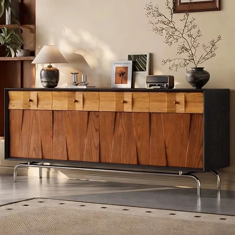 

eo-Vintage Style Solid Wood Sideboard Small Living Room Wall Console Table Household Large Capacity Storage Sideboard^