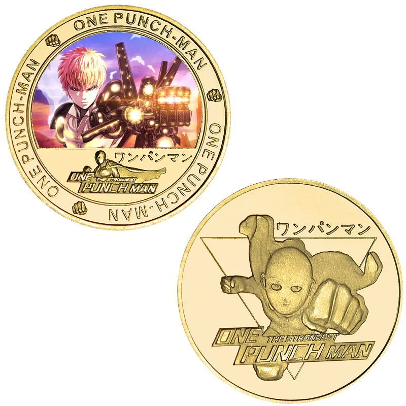 عملات معدنية قابلة للجمع من One Punch Man Saitama للأولاد والبنات معدنية ذهبية اللون ورهيبة تورنادو عملات تذكارية هدايا عيد الميلاد