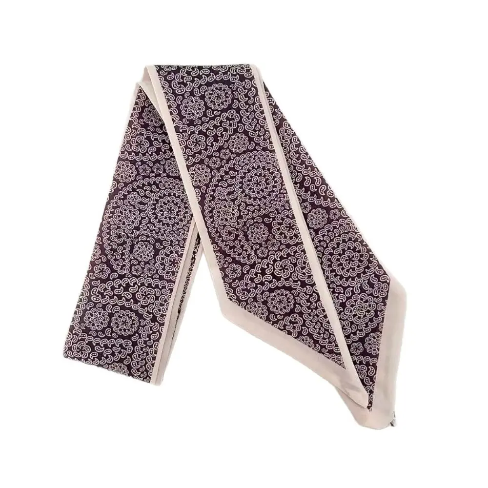 

Narrow Long Paisley Patterned Silk Scarf Silk Material Satin Neck Scarves Versatile High-end Feel Geometric Floral Scarf