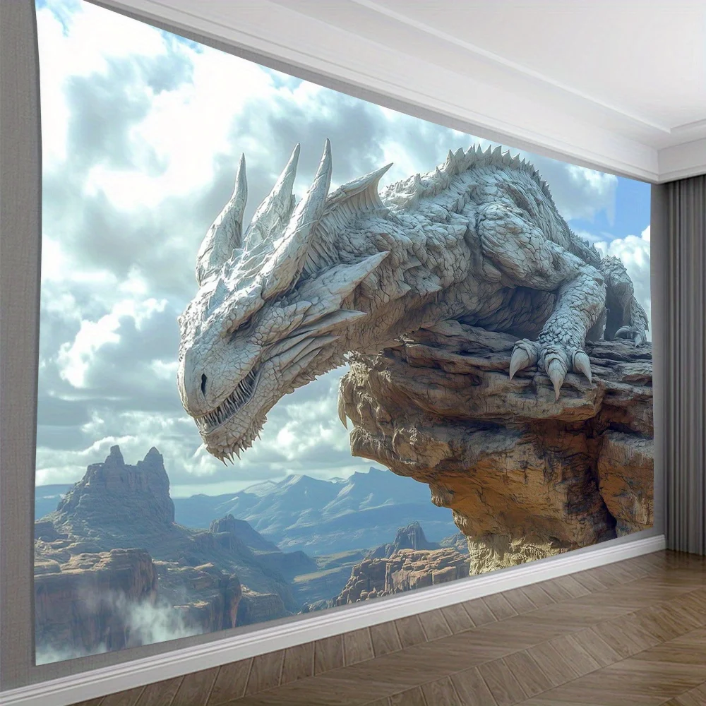 Epic Dinosaur Tapestry Wall Art T Rex Raptor Jurassic Jungle Adventure Scene Large Room Decor Hanging Print 150x300cm