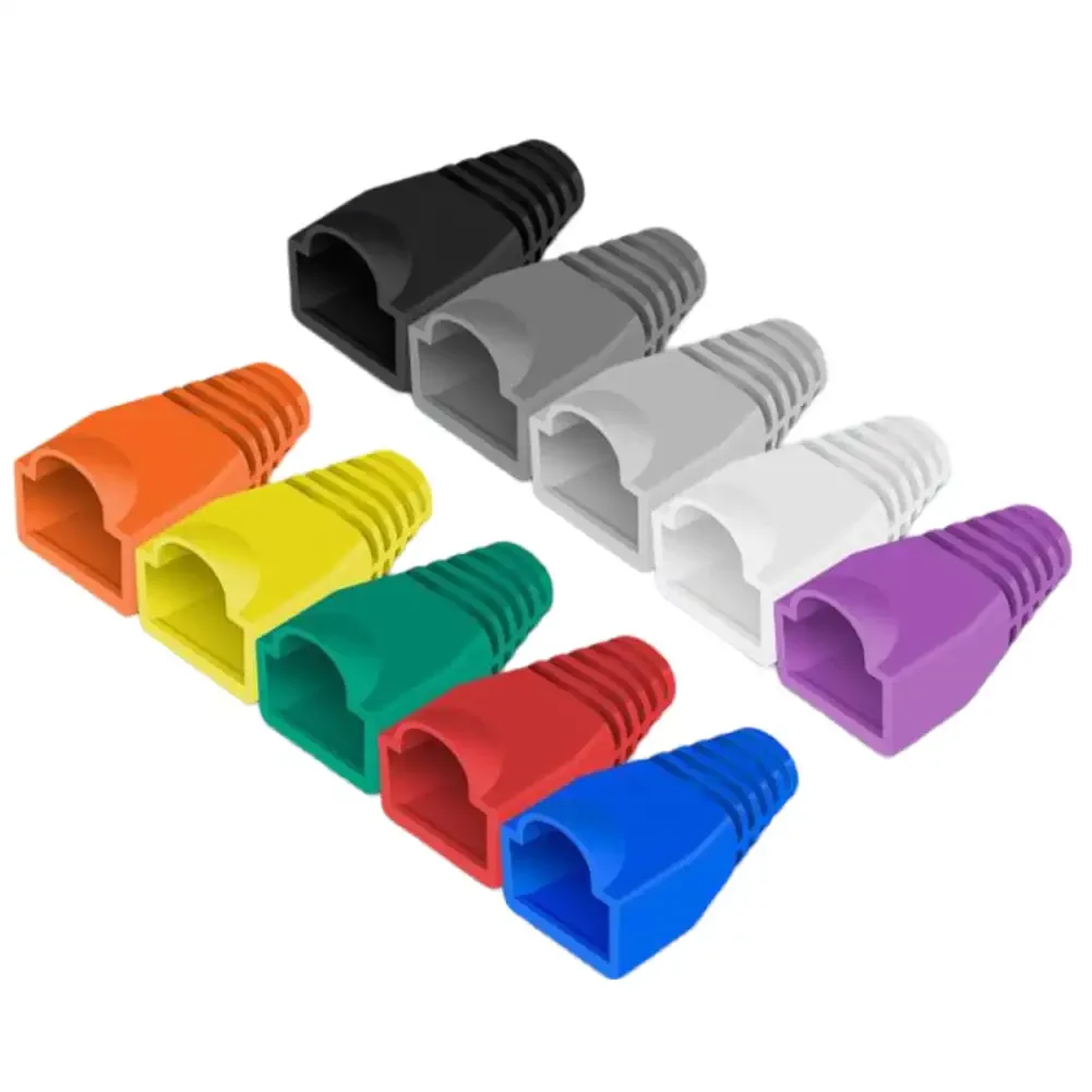 RJ45 Connector Plug Protective Sleeve Random Color Connector Plugs Cover Cap for CAT5E/6 Cable Usb Connectors Laptop Pc Case