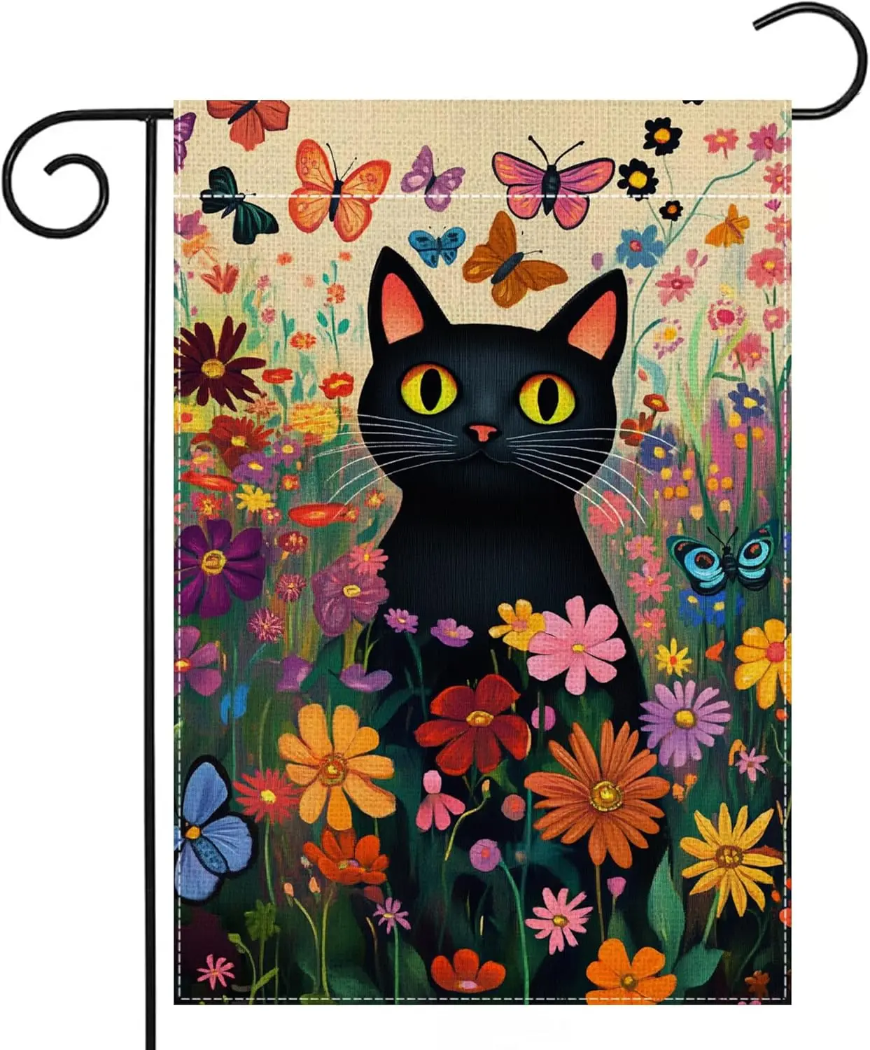 Spring Cat Garden Flag 12x18 Inch Double Sided Summer Butterfly Colorful Floral Flower Yard Outdoor Flag House Holiday Outsi SSL