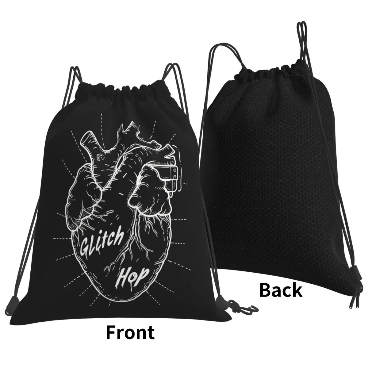 The Dark Aesthetic Of Glitch Hop Inspiring Backpacks Casual Drawstring Bags Sports Bag Book Bags for Travel Students