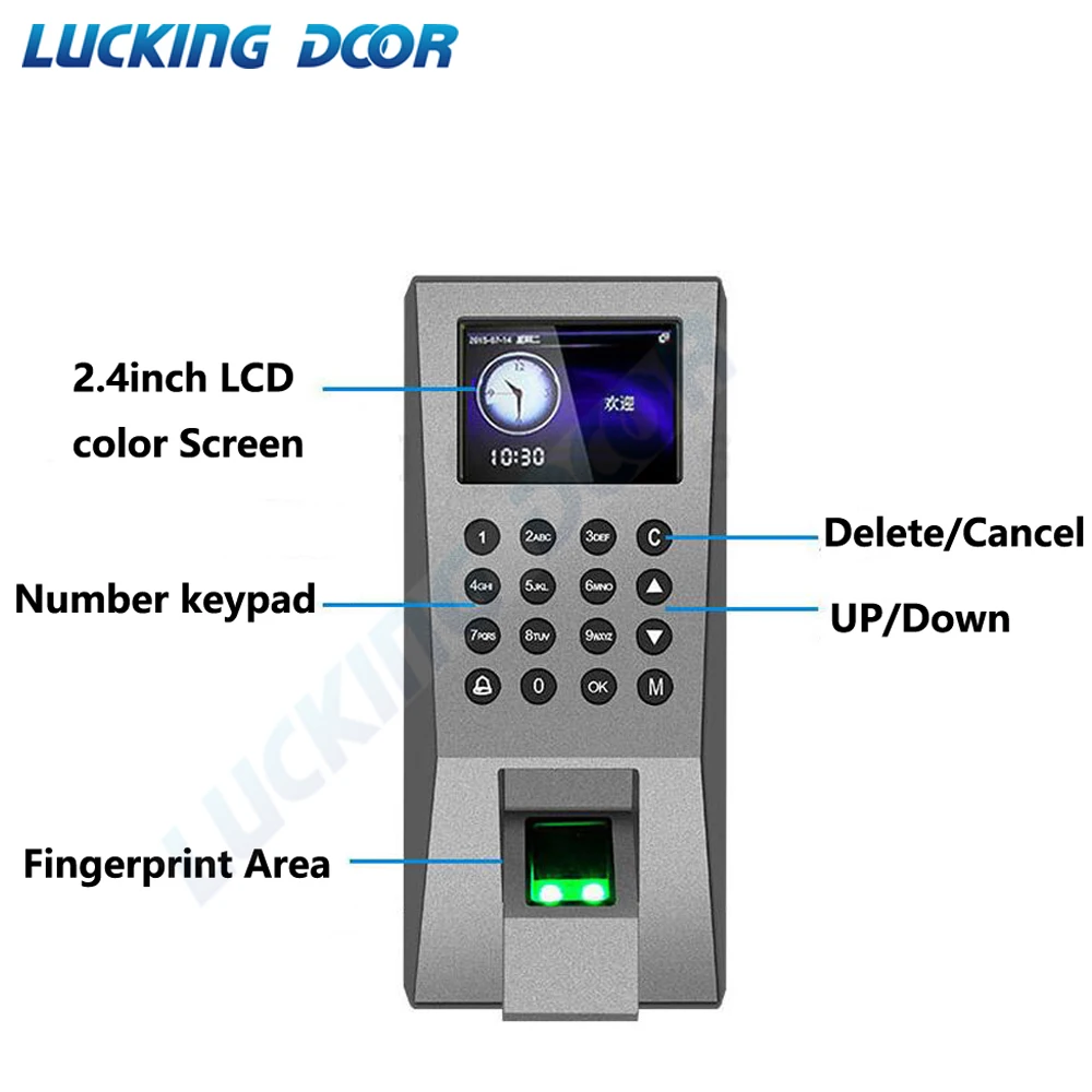 

2.4 inch LCD fingerprint access control employee time attendance biometric access control USB download data 3000 user