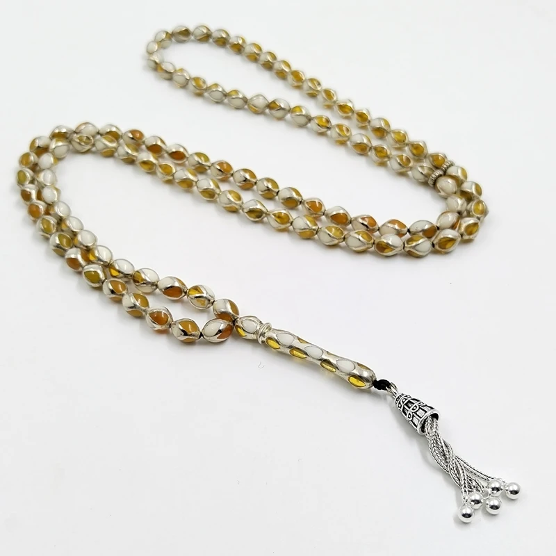 Tasbih amber with ivory 99 prayer beads Muslim Ramadan eid gift misbaha arabic fashion bracelet
