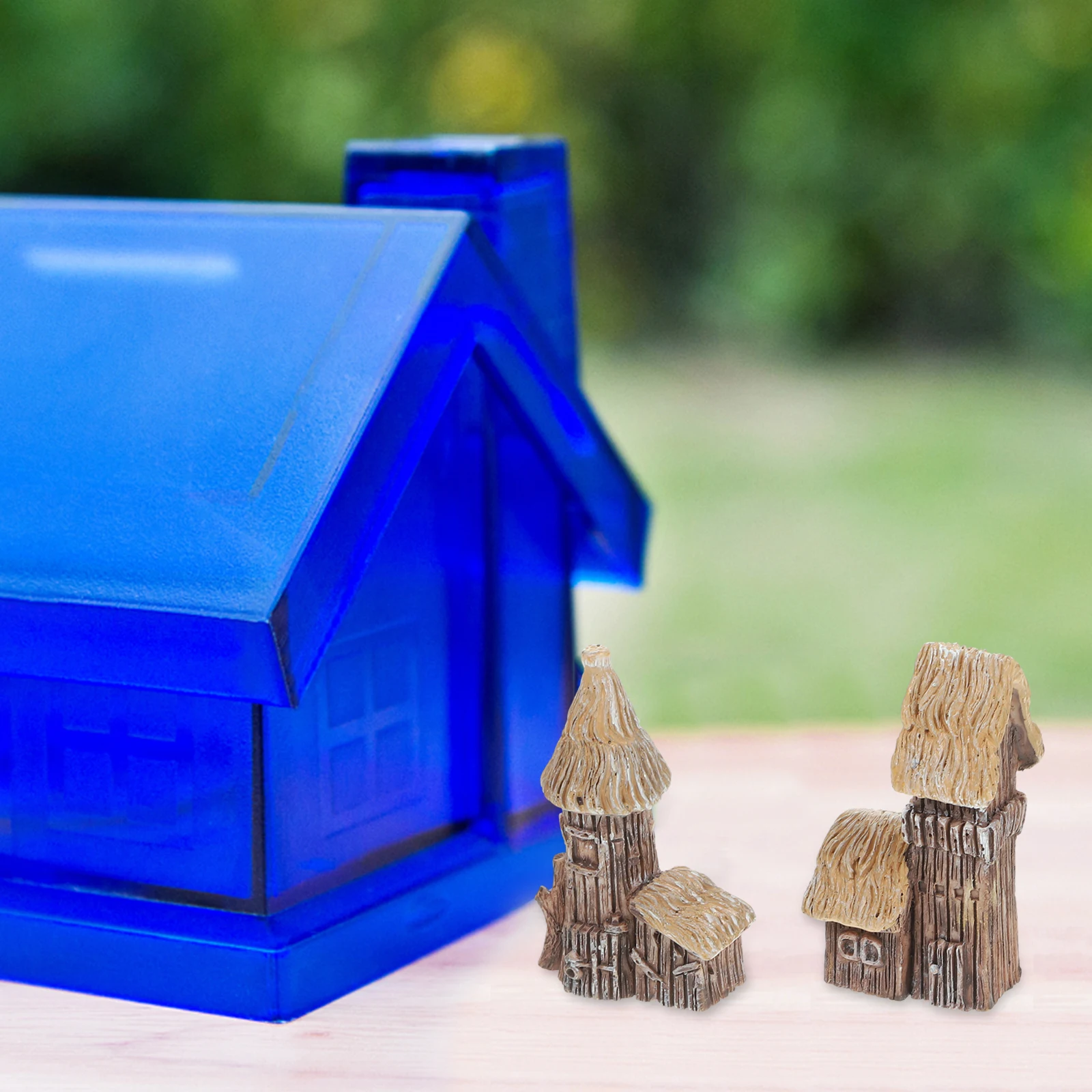 

4 Pcs Figurines Realistic Mini House Decor Resin Crafts African Tribal Castle Vintage Style Micro Landscape