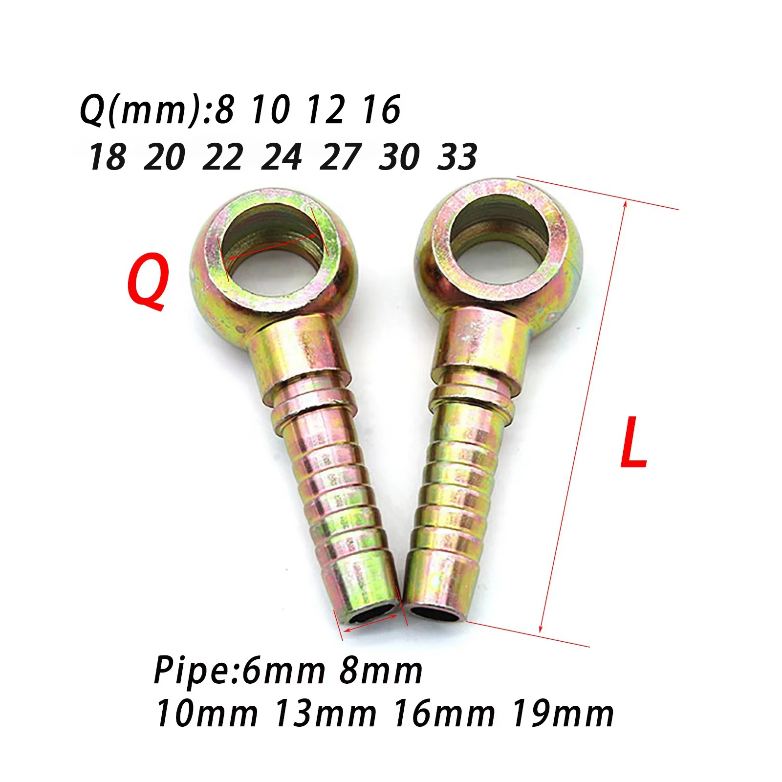 6-25mm Hose Barb 8-42mm Hydraulic Oil Pipe Ball Hollow Screw High-Pressure Q-Type Rod Buckle Pressure Universal Oil Pipe Joint