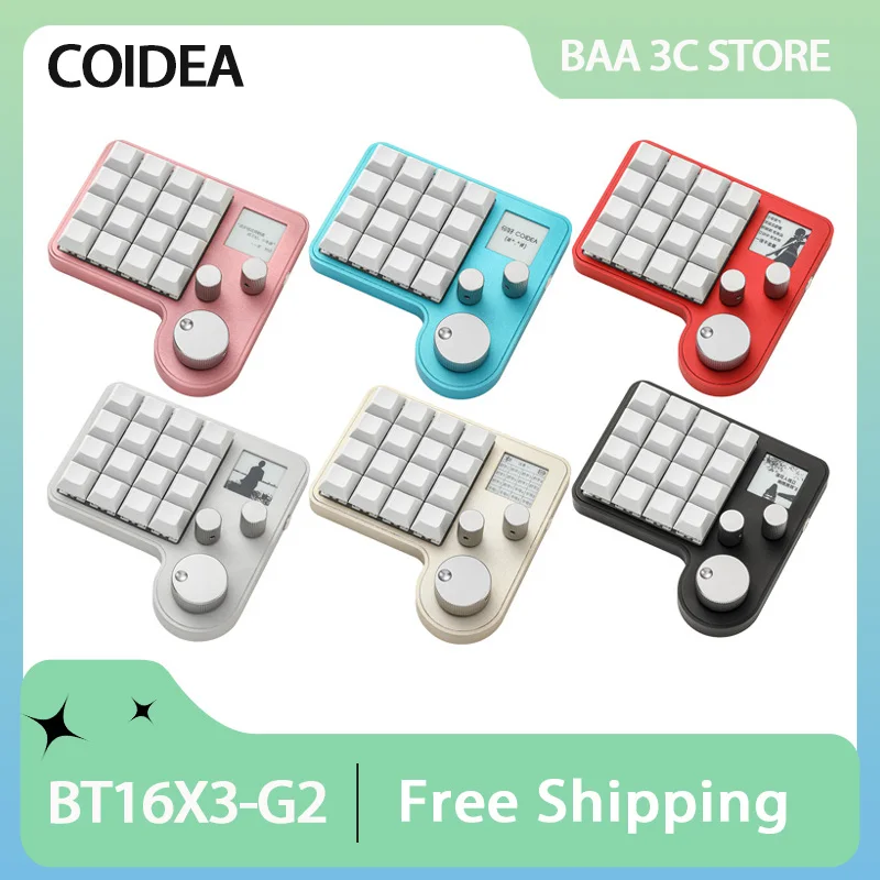 Coidea BT16X3-G2 Number Keyboard 3Mode Three-knob Customized Keypad RGB Backlight Hot-Swap Gaming Designer Mini Keyboard