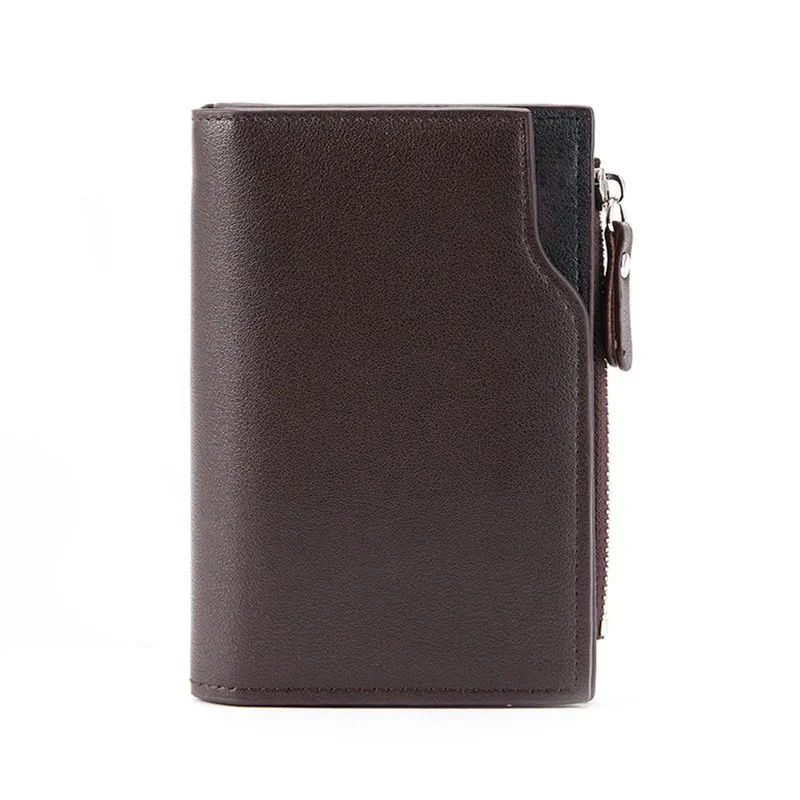 Herren-Geldbörse, kurze Ausführung, aus Kunstleder, schwarze oder kaffeefarbene Ausführung, mit Kreditkartenfächern und Reißverschluss, Herren-Geldbeutel, Geldtasche, Carteira Masculina. – Detail 8