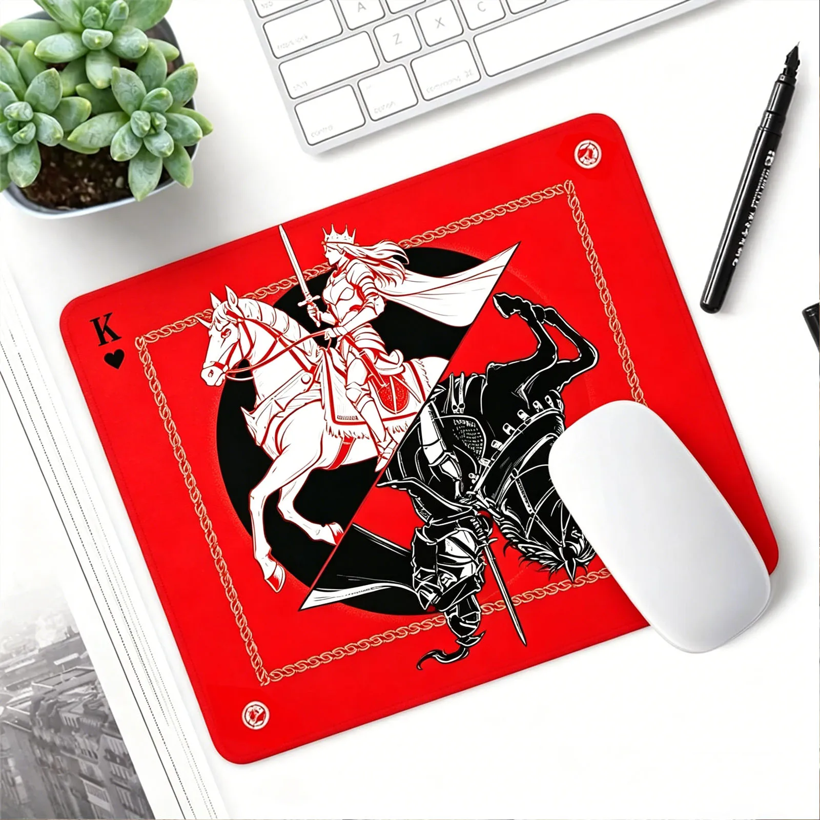 Red Warhorse Battle Riding Mouse Pad Replica Illustration 40X45CM E-Sports Fps Game Office Dedicated For Fearless Contract Delta