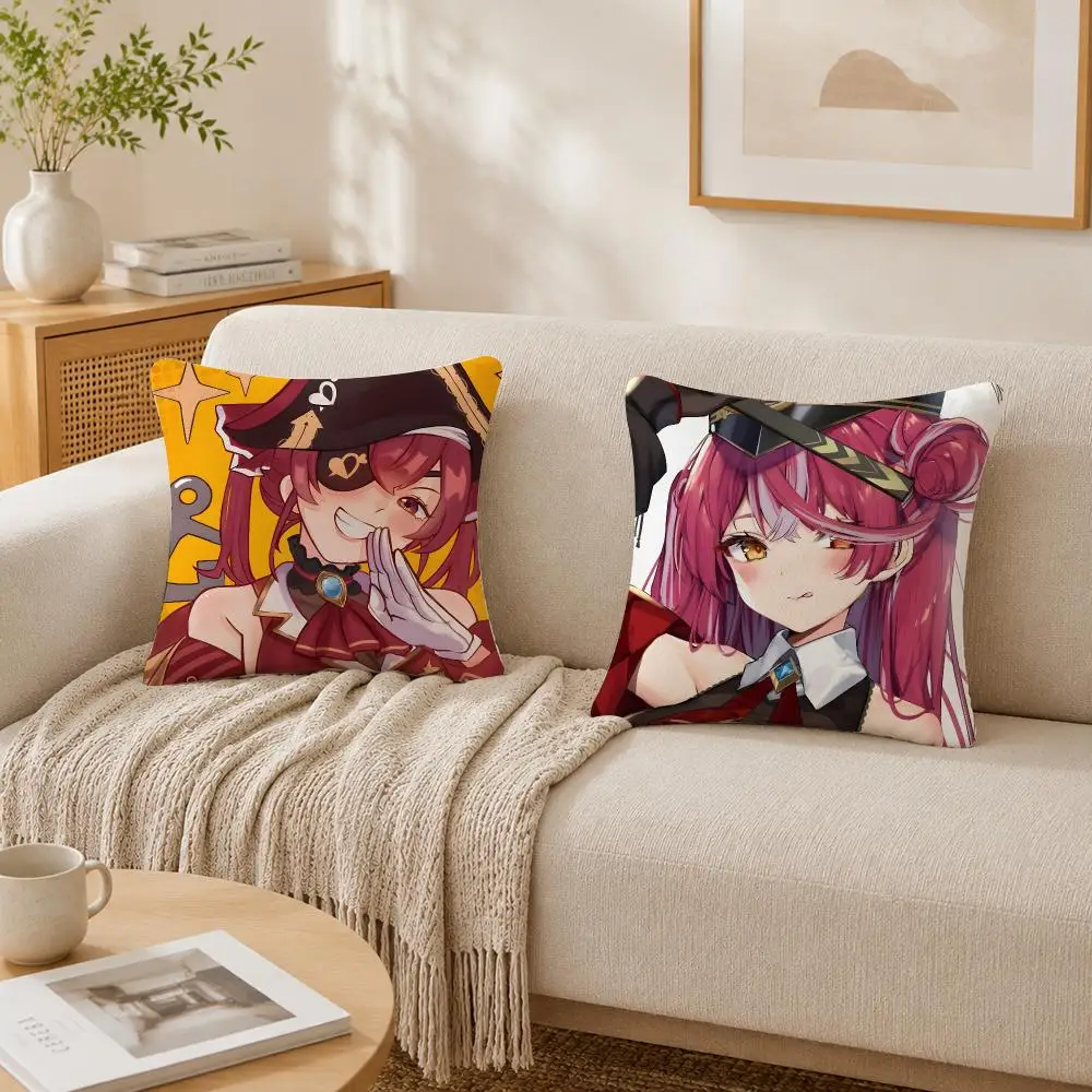 Web Online Anime H-Houshou Marine Cushion Cover Plush Decorative Pillow Case With Hidden Zipper Cutecore Room Decor For Home