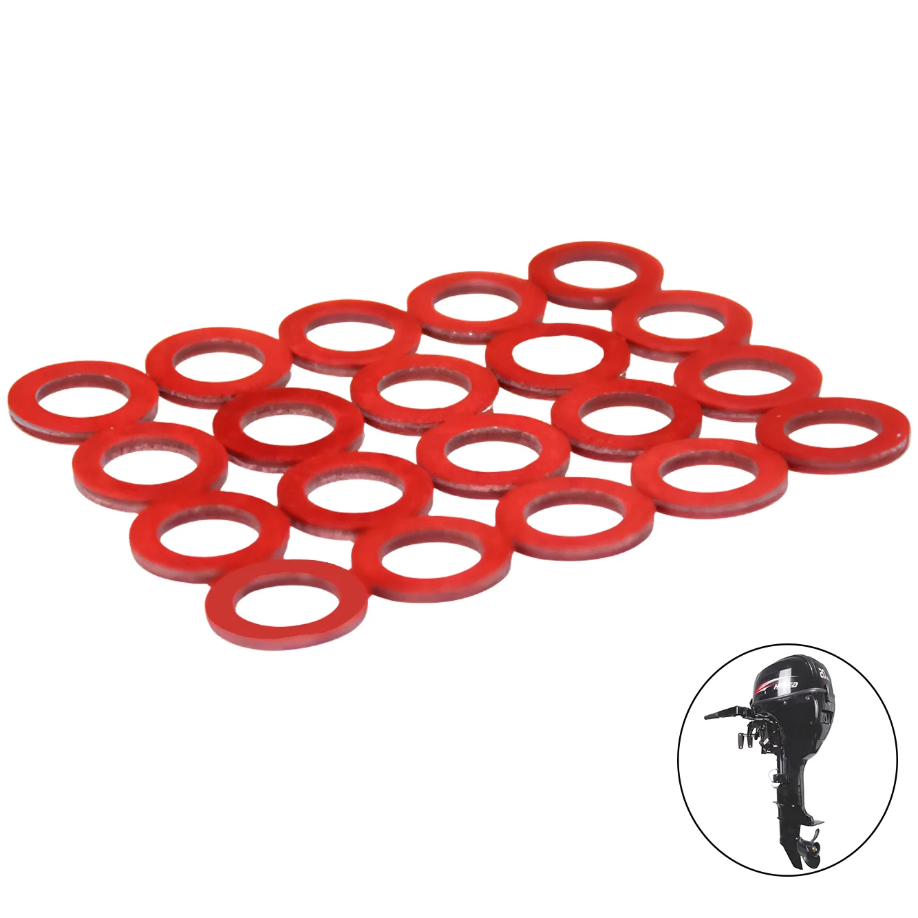 20pcs Red Seal Fiber Gasket Kit for Yamaha HIDEA Outboard Motor 332-60006-0, Oil Drain Plug & Level Gasket for Lower Unit, Leak