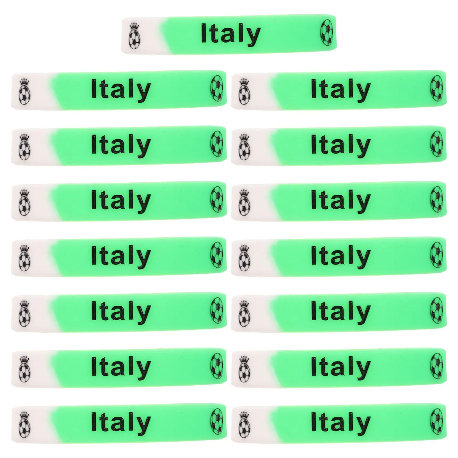 

15Pcs Italy Flag Silicone Wristbands Football Soccer Bracelets for Men Events Gatherings Team Support Wristband