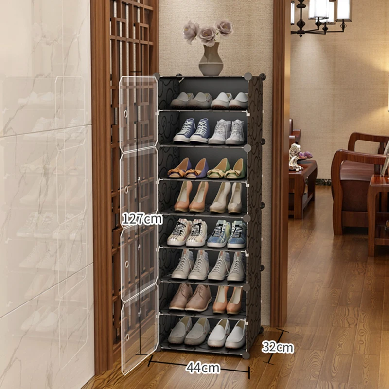 

Modern Black Plastic Shoe Cabinets Shoes Shelf Portable Modern Library Shoe Cabinets Dust Proof Design Door Shoe Home Bedroom r