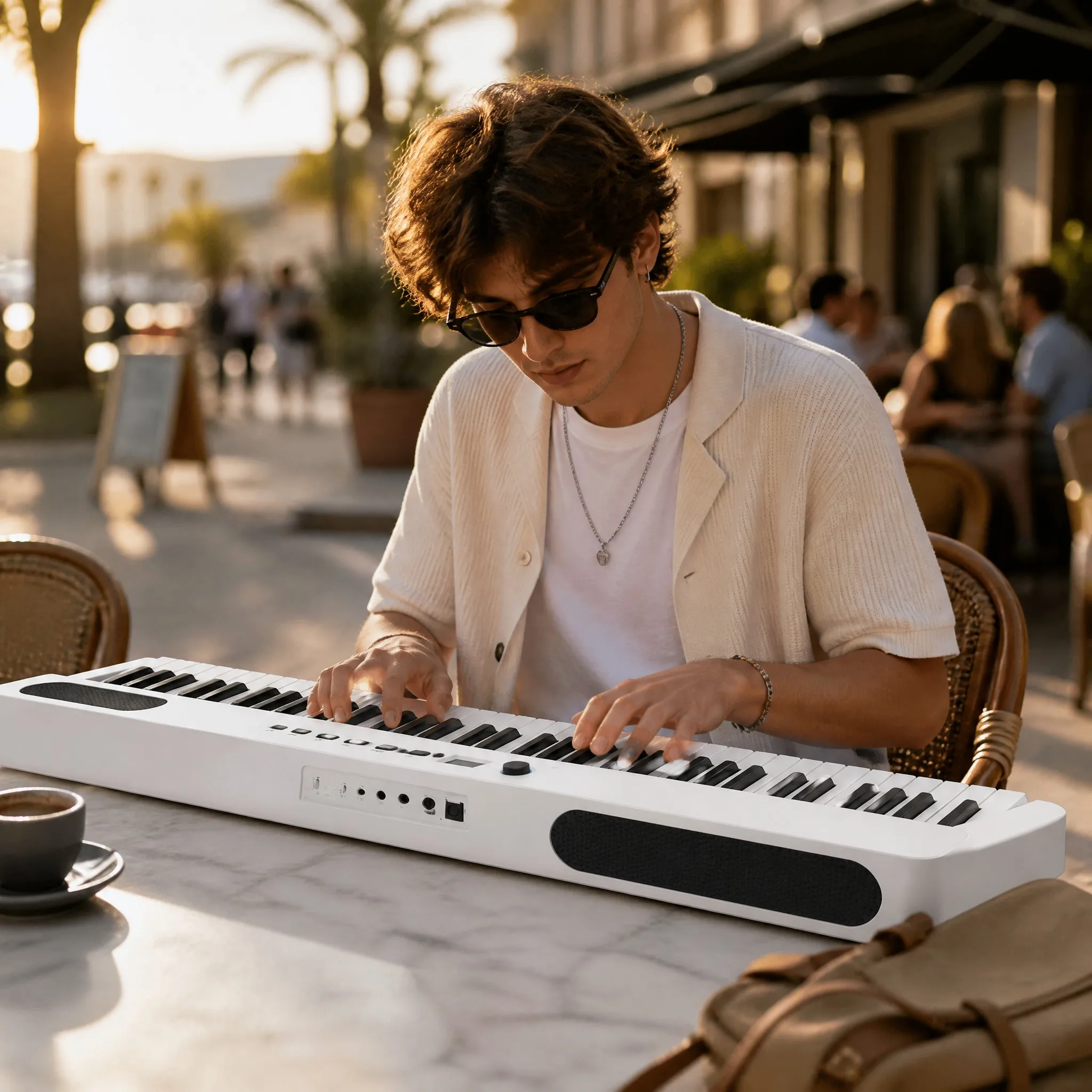 88 Key Foldable Digital Piano Portable Semi Weighted Keyboard Built-in Speakers USB MIDI for Home Practice Travel Performance