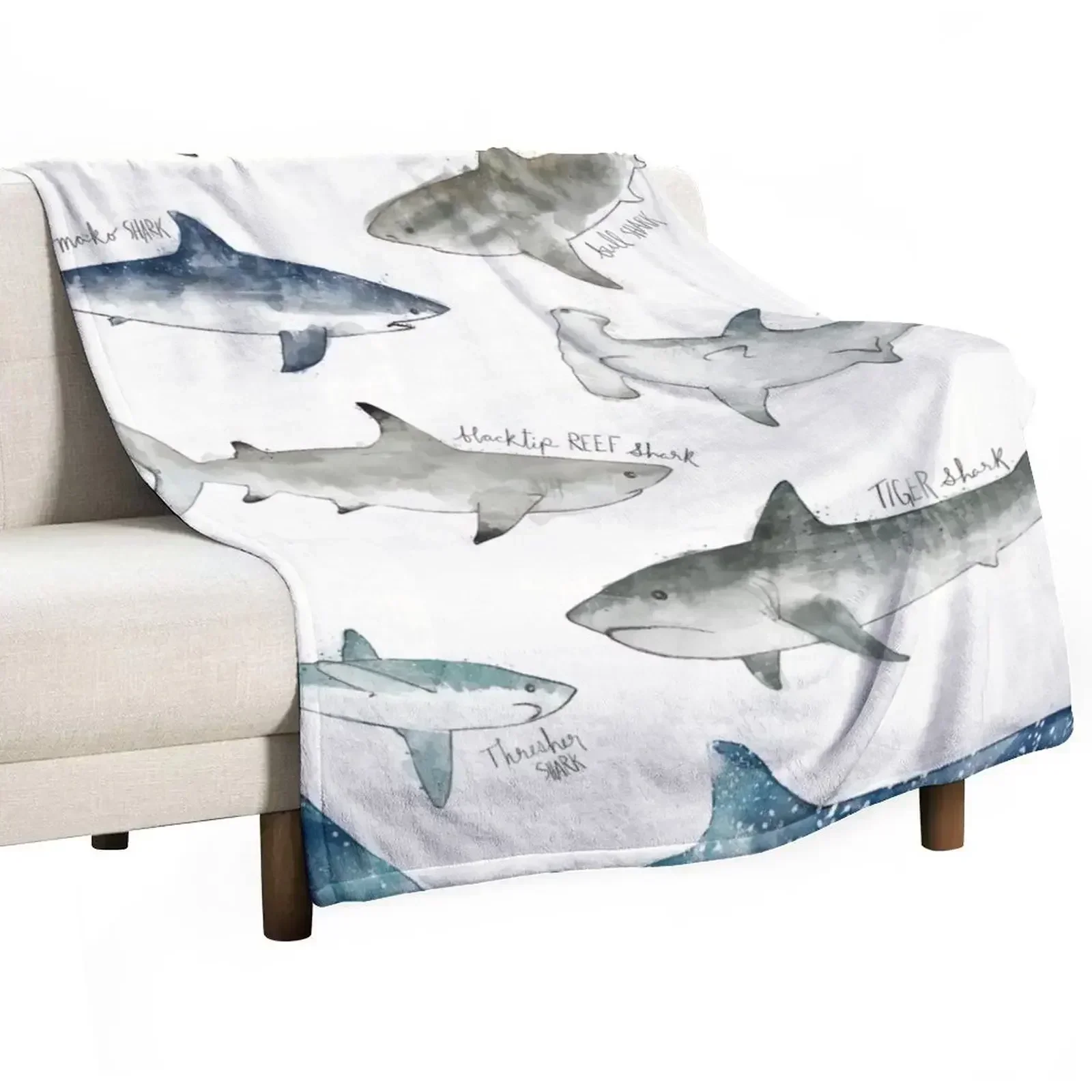 Sharks Throw Blanket for babies Moving Shaggy Soft Plaid For Sofa Thin Summer Blankets