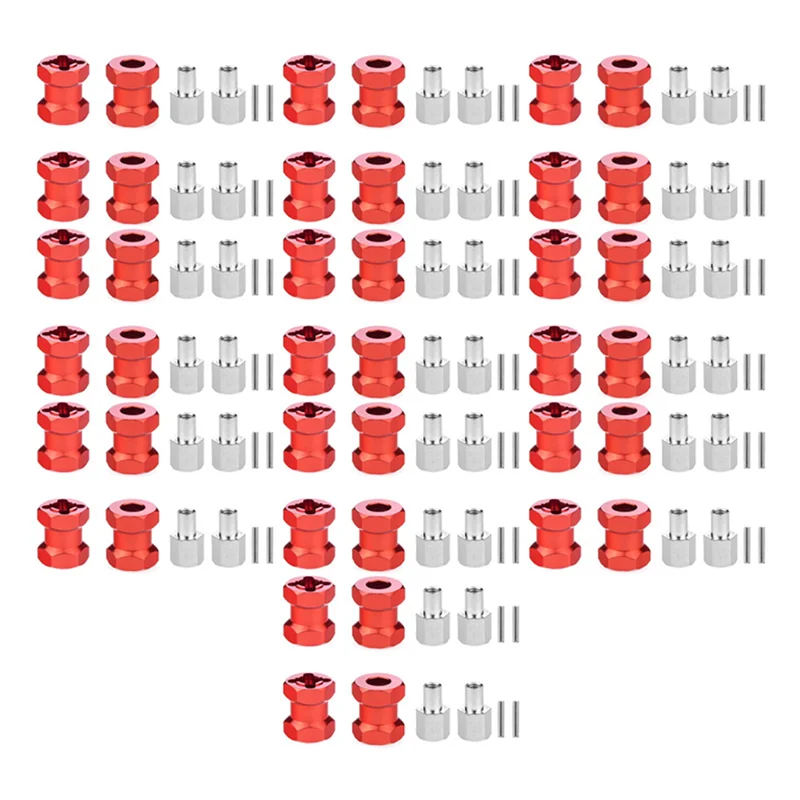 

B87B-40X RC Car Metal 12Mm Wheel Hex Hub 15Mm Extension Coupler For AXIAL SCX10 D90 CC01 F350 1/10 RC Crawler-Red