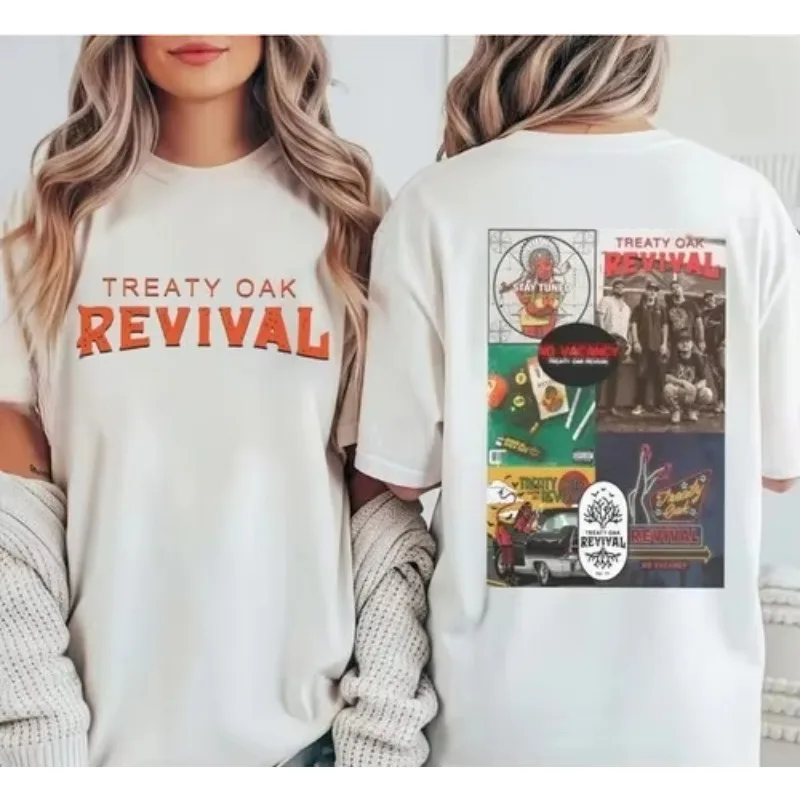 Treat Oak Revival Collage Album Shirt, Couple T-shirt, Double-sided Printed All Season Streetwear Shirt, Oversized T-shirt