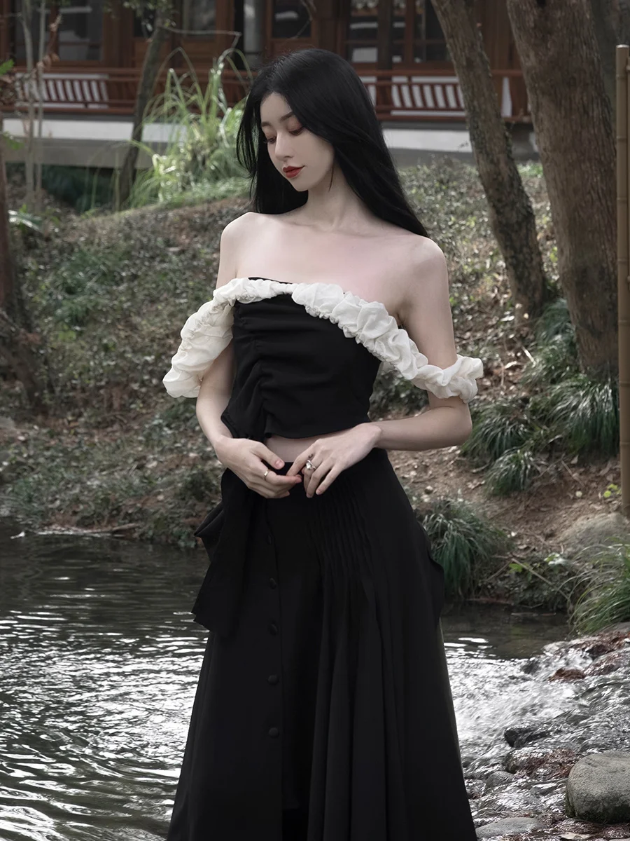 

ONMOON Original Design Spring Color Blo Strapl Crop Top Dstring Slim Fit Top Women's Faion Vest Strap