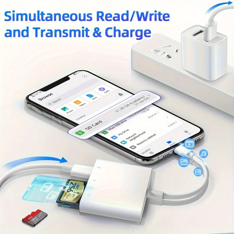 قارئ بطاقات USB C SD TF 4 في 1، لجهاز Mac/iPhone 15/iPad/MacBook Pro/Air، iMac M1 M، Galaxy S22 S23، لا يتطلب بطارية #4