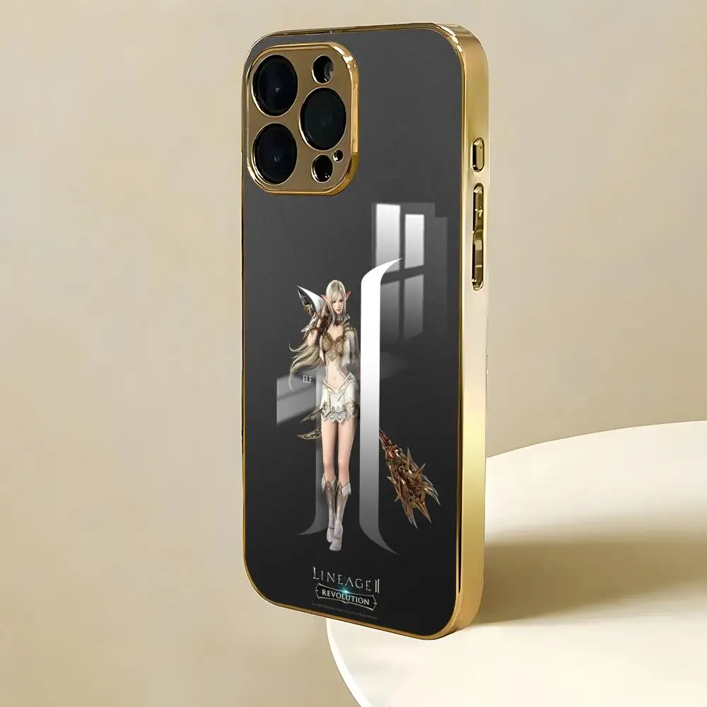 game L-LINEAGE 2 Phone Case For iPhone 17 16 15 14 13 12 Pro Max Electroplated Metal Bumper Case
