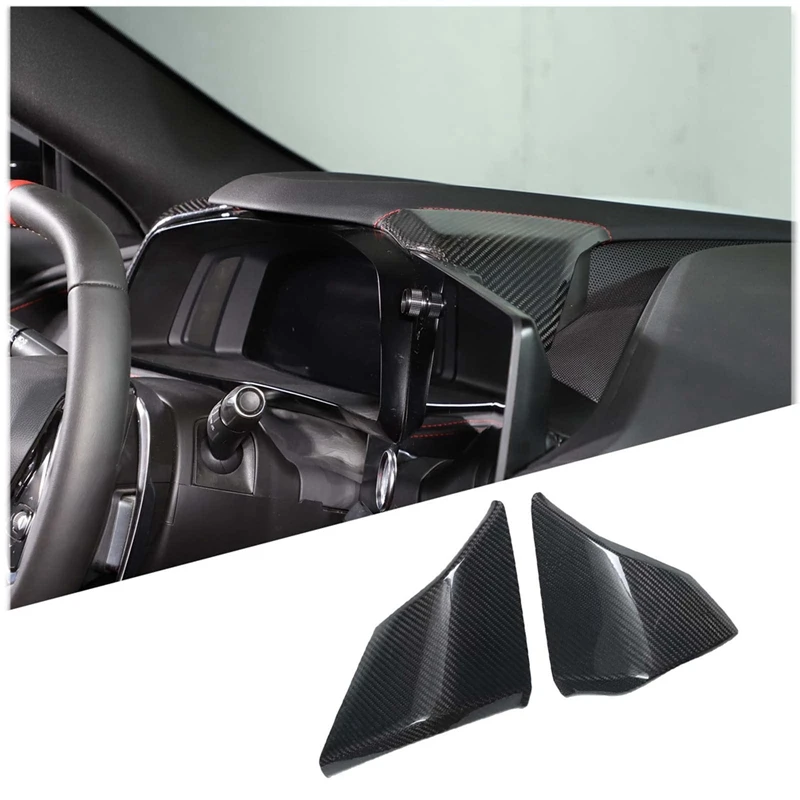 2 PCS Dashboard Cover, Side Instrument Hood Panel Automotive Supplies Carbon Fiber Pattern For Chevrolet Corvette C8 2020-2024