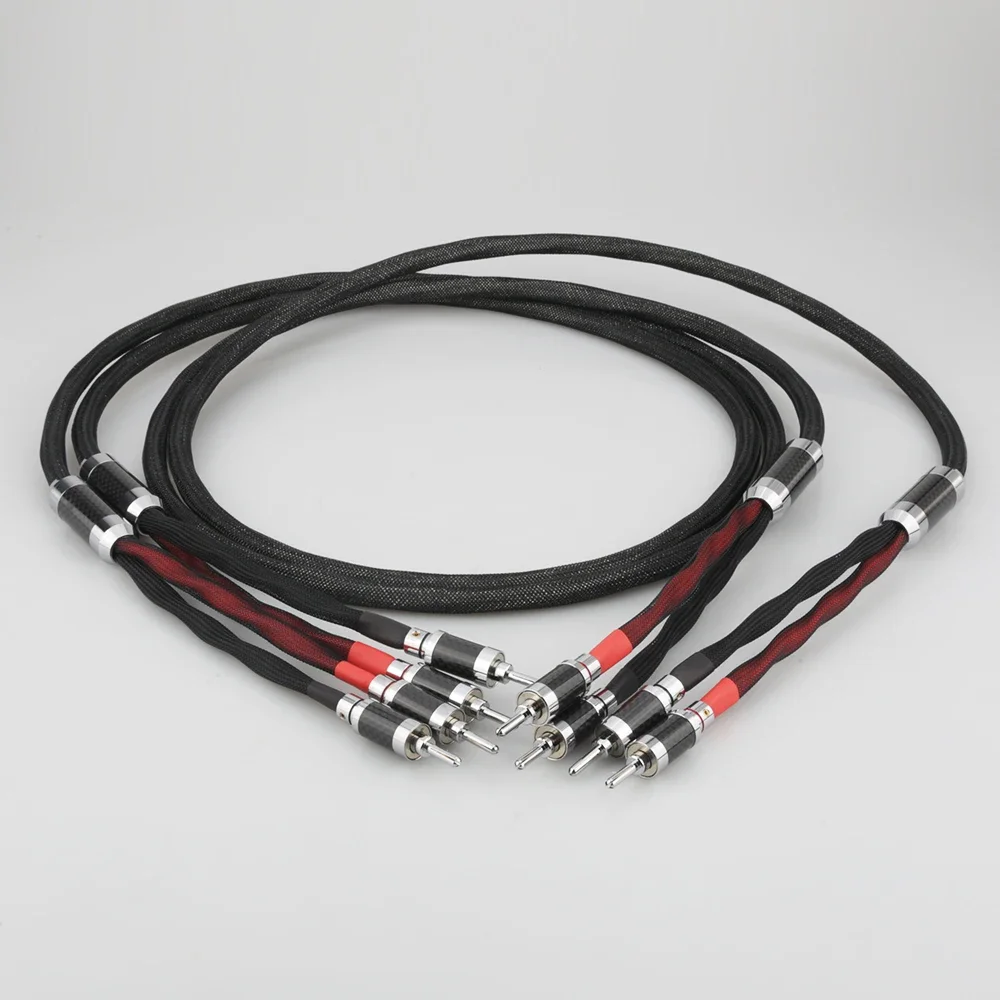 Audiocrast SCSION AG-Câble haut-parleur en argent massif pur 100%, câble de haut-parleur, prise bêche en fibre de carbone, HIFI, haute qualité