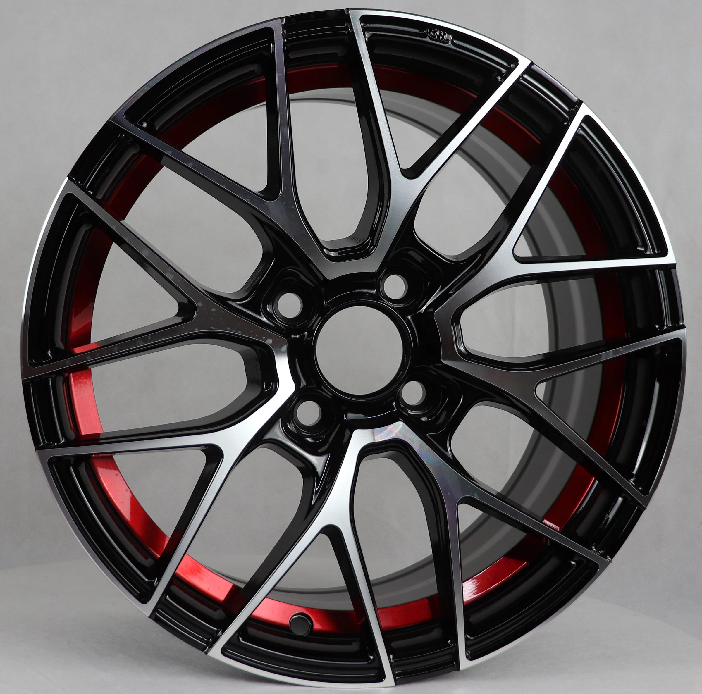 Alloy Car Rims, for Passenger Car, 15 Inch 4 Holes 4x100 PCD Aftermarket Wheels, Black and Red Llantas, JT208 Racing Sport Hub