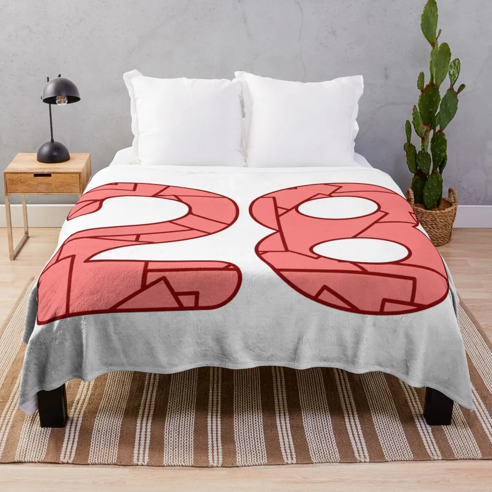The number twenty-eight (28) in light red Throw Blanket Picnic Bed Fashionable Luxury Brand Luxury St Blankets