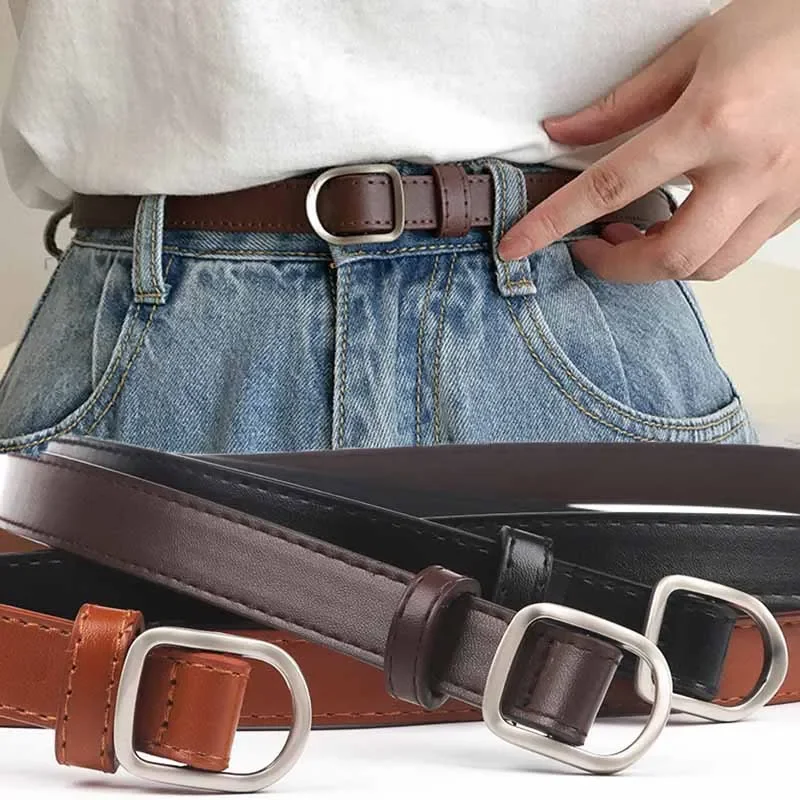 2024 Leather Women Belts New PU Simple Metal Buckle Belt Girls Dress Jean Pants Waistband Belts for Lady Luxury Designer Brand