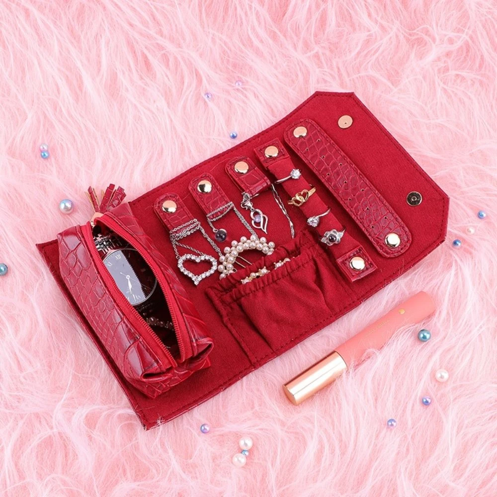 

Alligator Pattern Leather Jewelry Case Detachable Large Capacity Portable Jewelry Boxes Necklace Anti Bumping