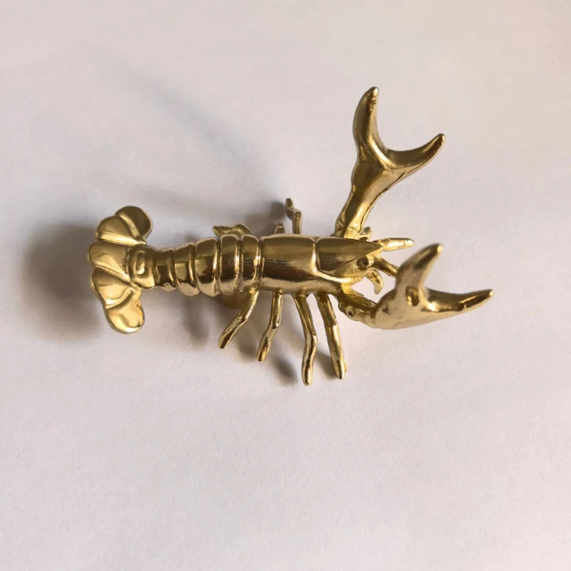 Lobster Cabinet Wine Cabinet Shoe Door Drawer Furniture Kitchen Handle Brass Marine Organism Handle Side Panel Knob Hardware