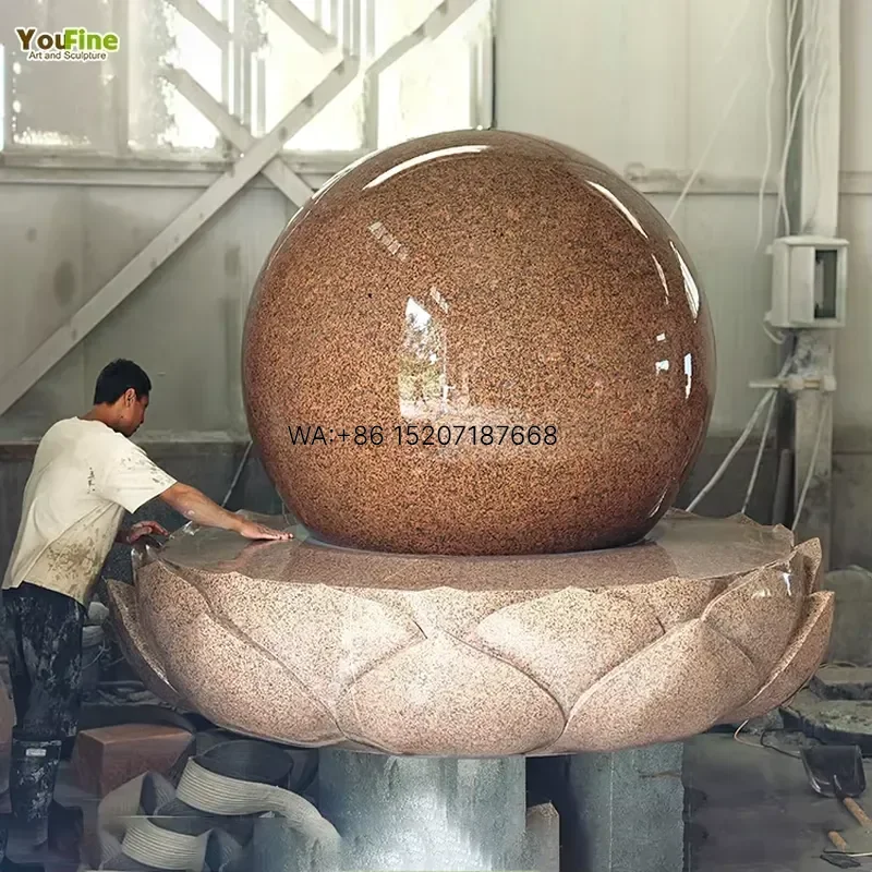 Wmwmnu for Marble Granite Floating Ball Water Fountain Outdoor Garden Water Feature Hand Carved Polished Stone Sphere Patio