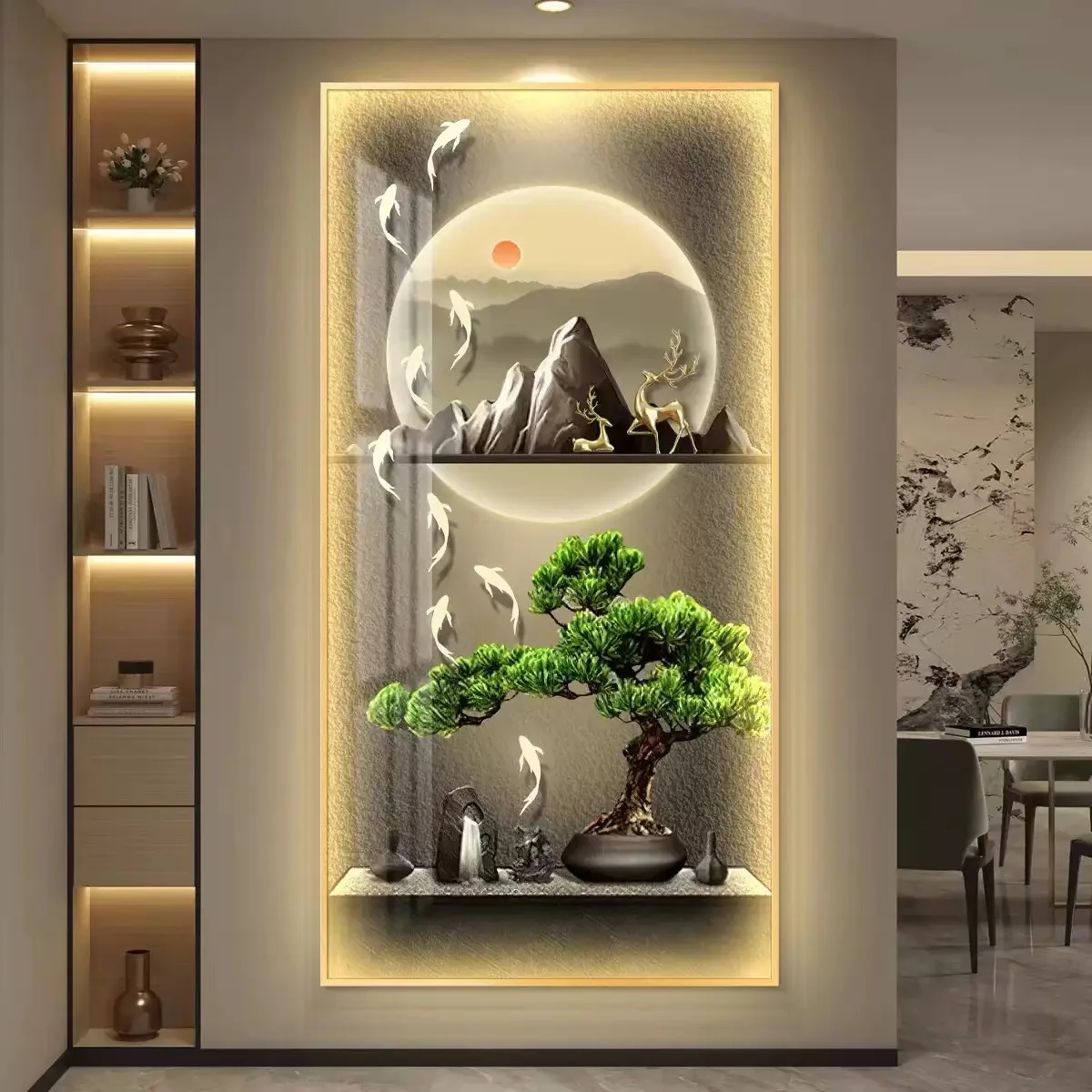 

LED Light Luxury Entrance Decoration Painting Simple Modern Hanging Painting Mural Painting Corridor and Aisle With Alloy Frame