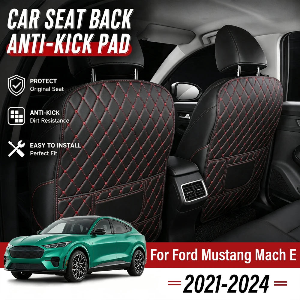 Easy Clean PU Anti Kick Mat Pads For Ford Mustang Mach E 2021-2024 Dirt-Repellent, Two Color Choice, Quick Install Full Coverage