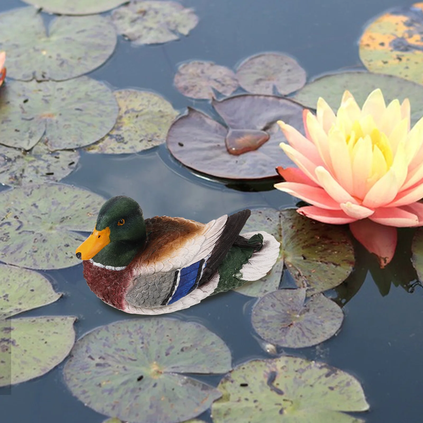 

Floating Duck Statue Resin PU Miniature Figurine for Garden Pond Decoration Water Floating Sculpture Landscape Prop