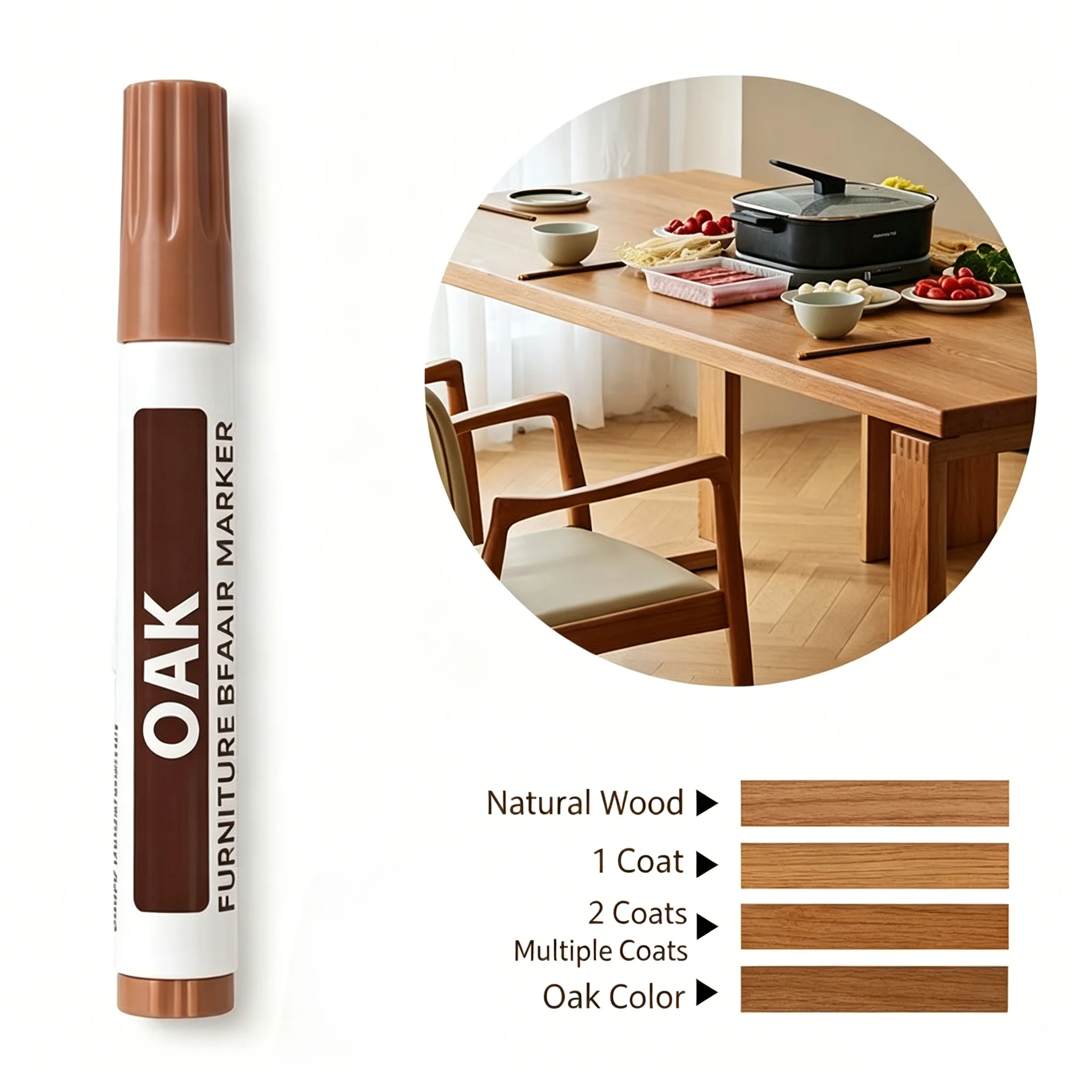 3/6pcs Magic Furniture Repair Marker Pens - Chisel Tip OAK Color Wood Scratch Markers