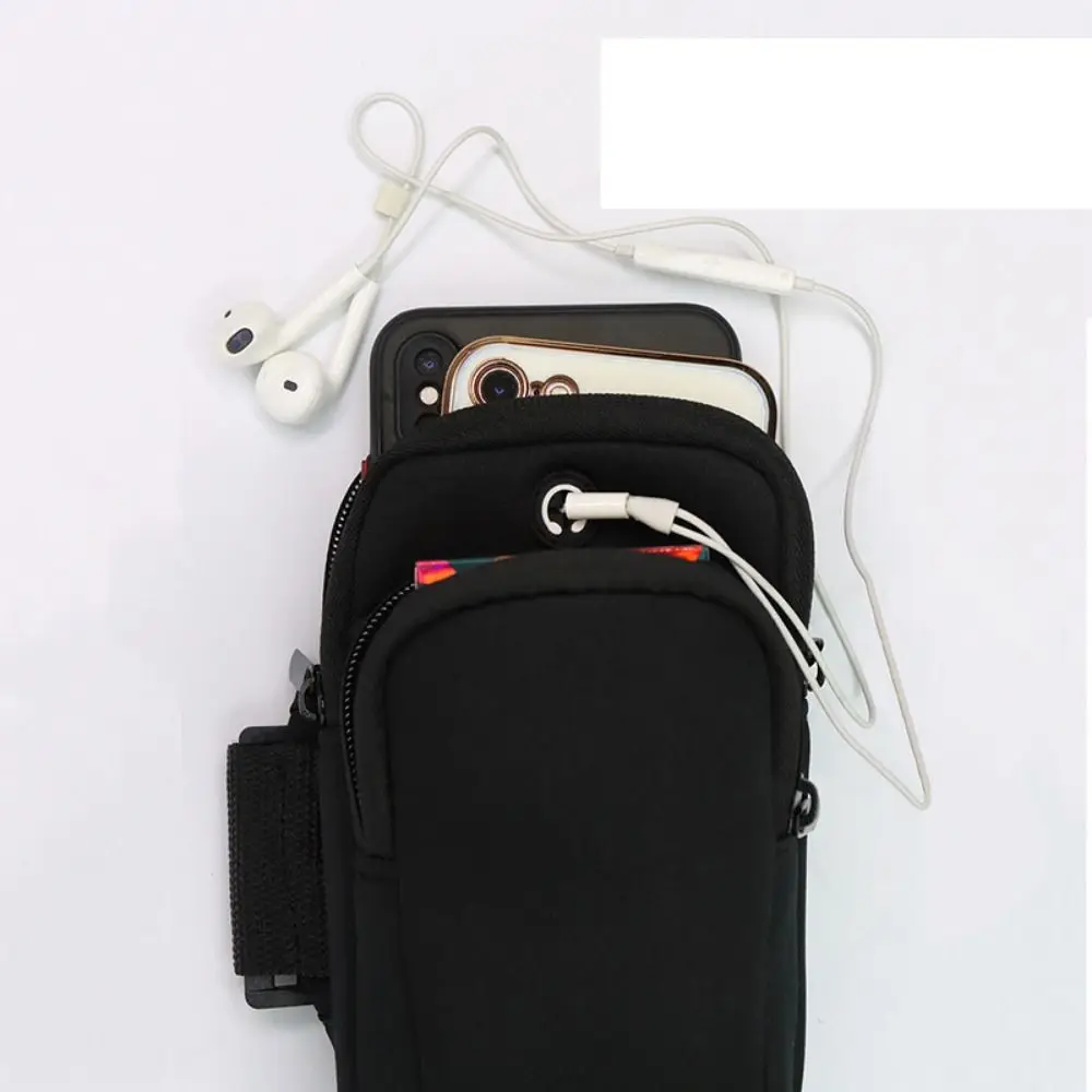 Tas lengan aksesori ponsel, tahan air untuk ponsel, kunci uang, tas lengan olahraga, casing ponsel dengan lubang Headset