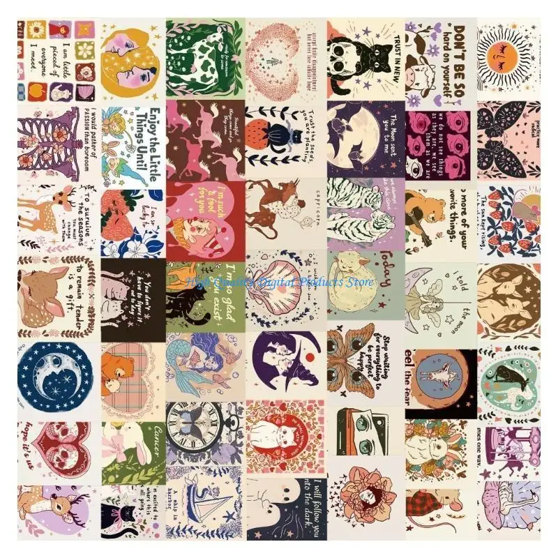 U2JE 50PCS芸術的な表現ステッカーDIYプロジェクトとギフト用の取り外し可能なデザイン