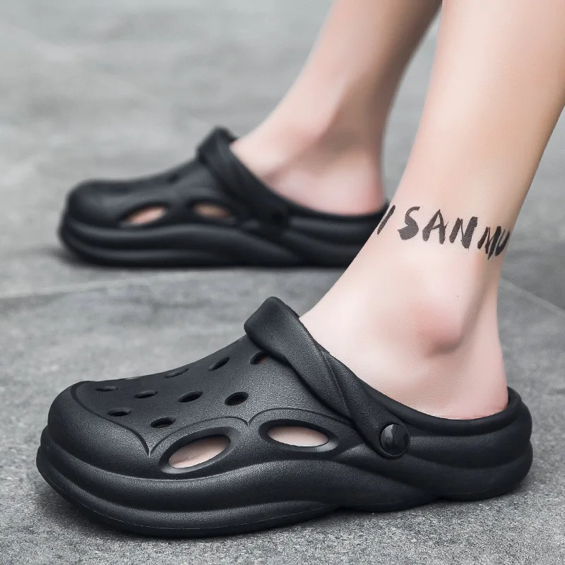 Hole shoes men's casual beach sandals couple go out to drag spot bag head drag men's sandals