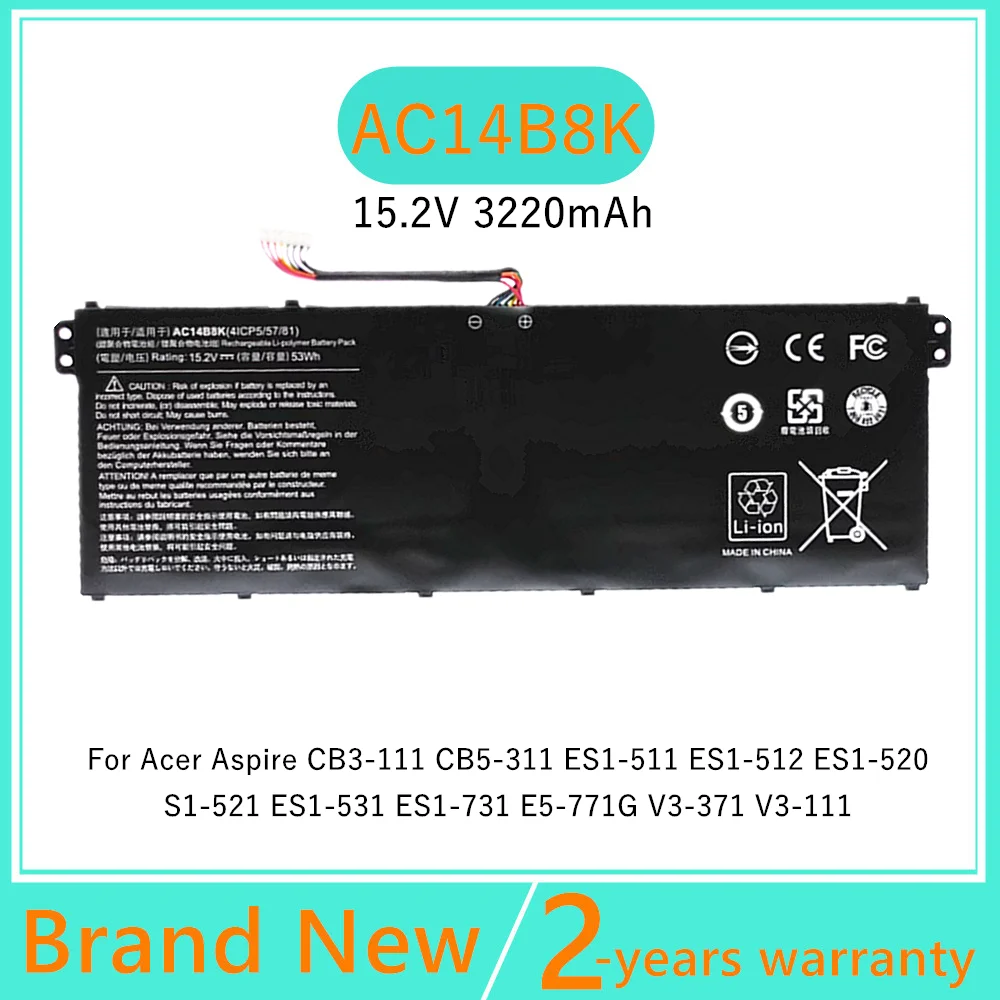 AC14B8K Laptop battery For Acer Aspire E3-111 E3-112 E3-112M E5-771 E5-771G ES1-311 ES1-511 ES1-512 for Gateway NE512