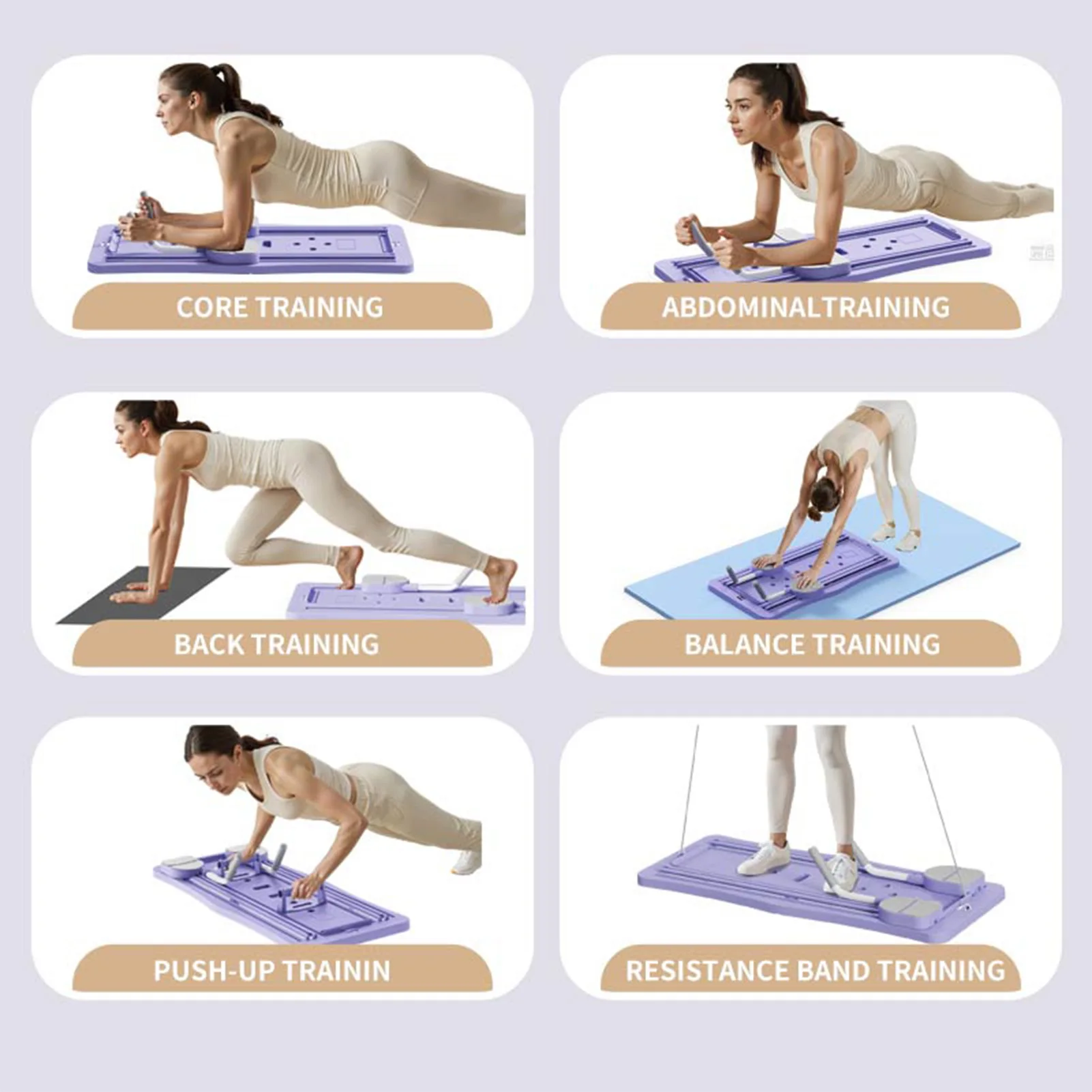 4-in-1 Foldable Pilates Board with Ab Wheel — Home Core Trainer 6