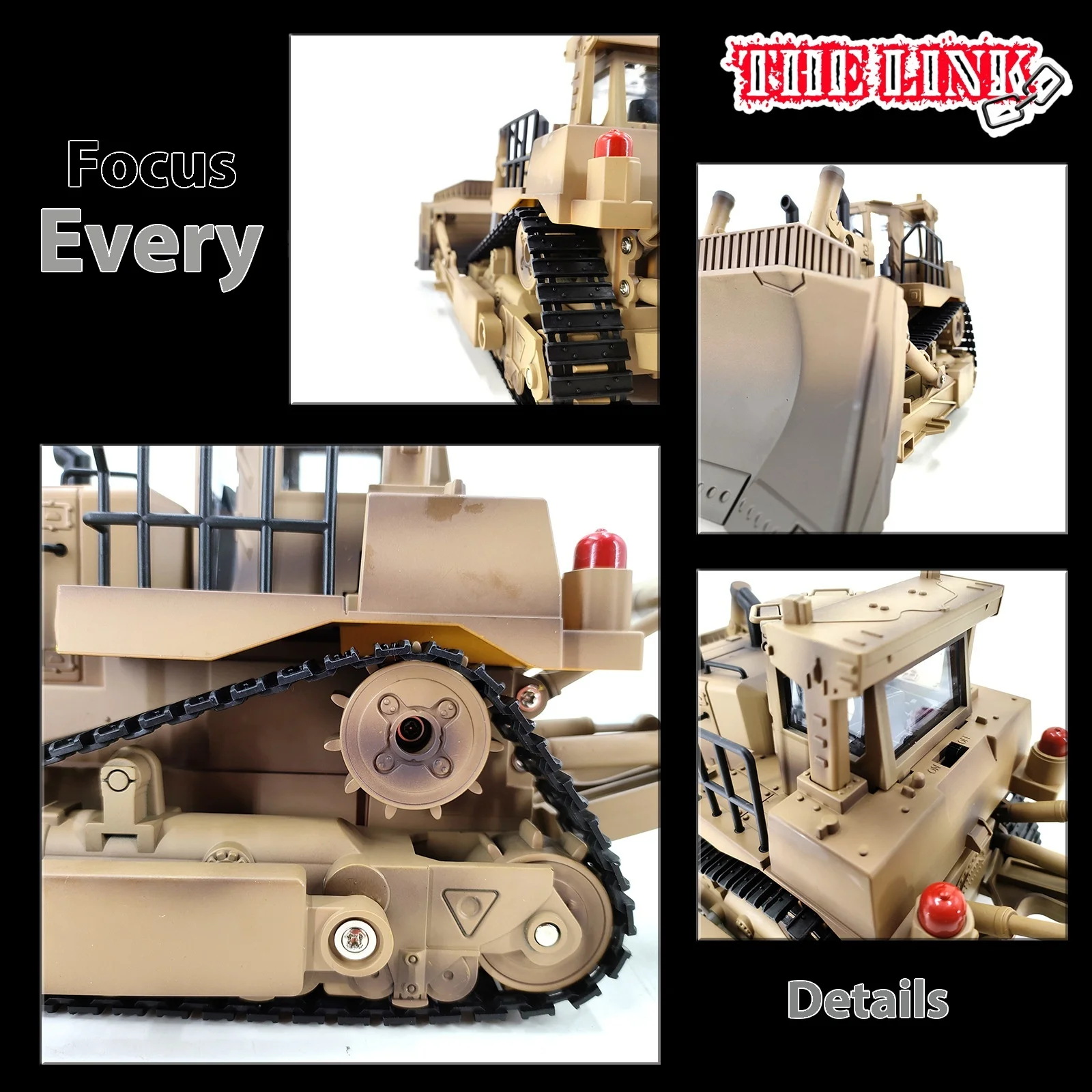 1: 18 نموذج لعبة متعدد الوظائف يتم التحكم فيه عن بعد لمركبة هندسية عسكرية لجرافة المهندس الأصفر في Huinadelin D9