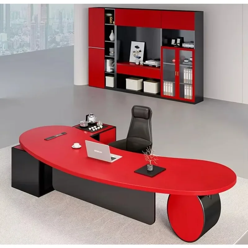 Solid Wood Red And Black Contrasting Colors Young Designer DeskD21