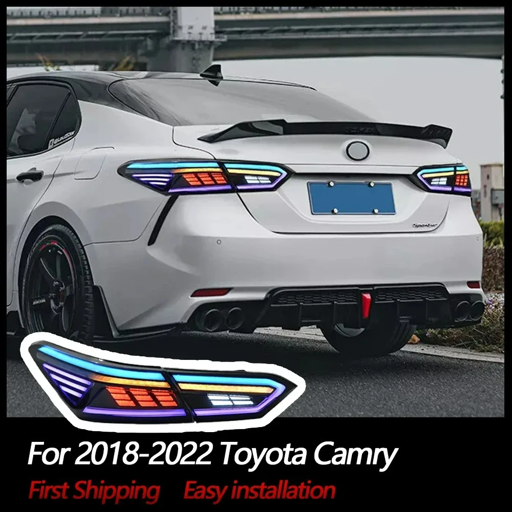 Car Lights For Toyota Camry Tail Light RGB Taillight 2018-2021 DRL Full LED Rear Lamps Brake Lights Auto Parts